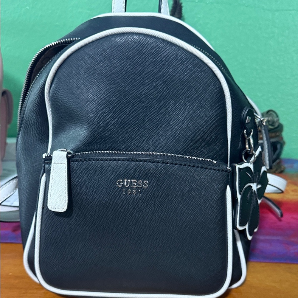 Guess Black Backpack with White Trim